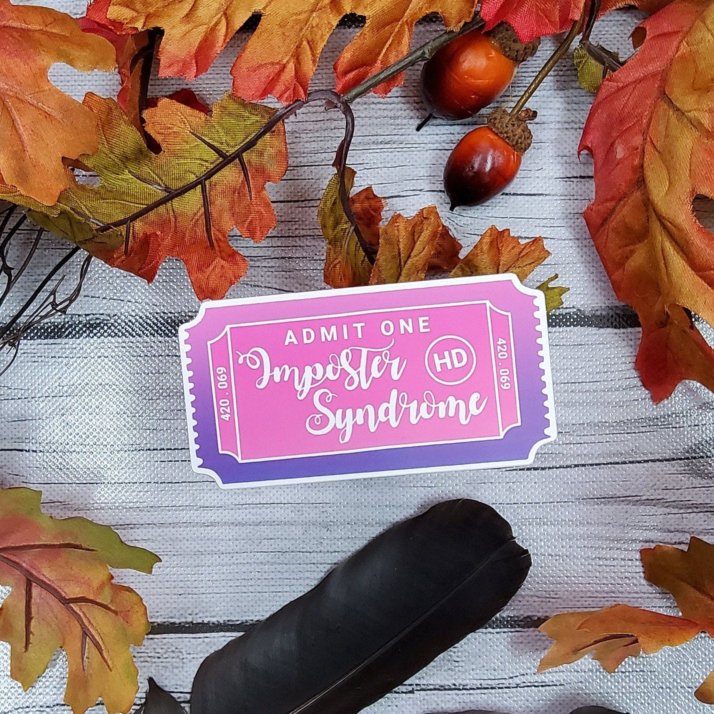 MATTE STICKER: Imposter Syndrome Pink and Purple Ticket , Imposter Syndrome Ticket Sticker , Imposter Syndrome Sticker , Imposter Syndrome