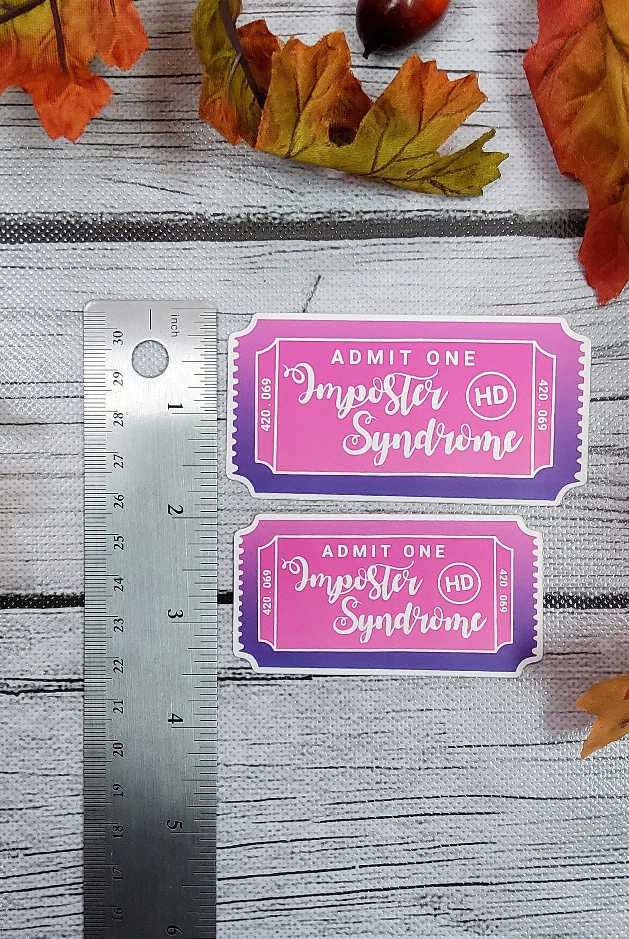 MATTE STICKER: Imposter Syndrome Pink and Purple Ticket , Imposter Syndrome Ticket Sticker , Imposter Syndrome Sticker , Imposter Syndrome