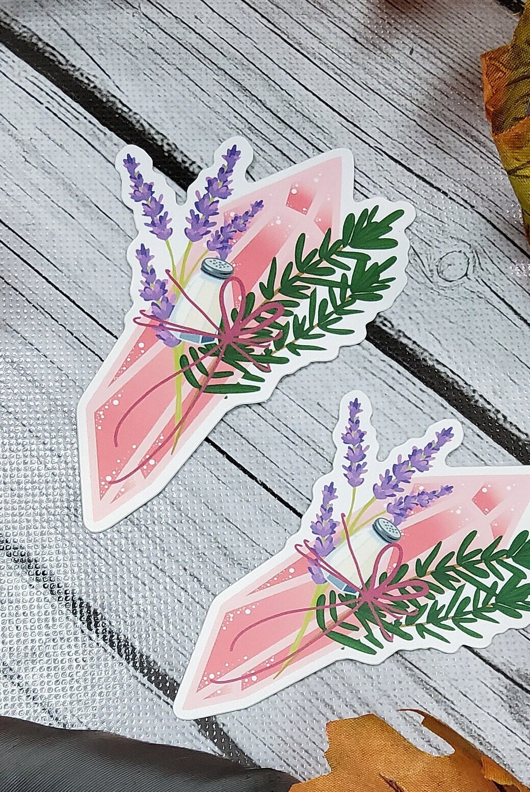 MATTE STICKER: Rosemary and Lavender Crystal Magic , Pink Aesthetic Crystal Sticker , Crystal Sticker , Magic Crystal Sticker , Crystals