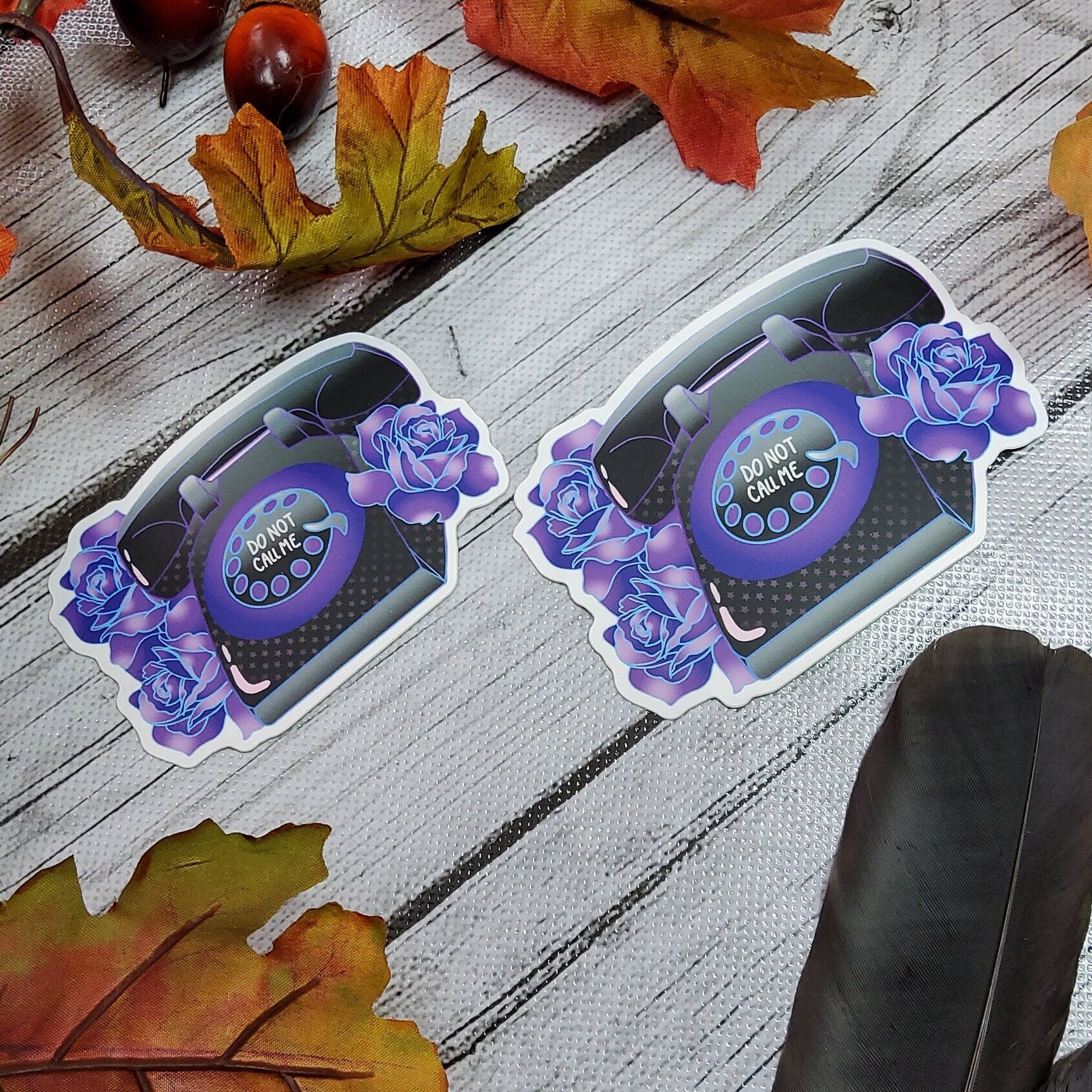 MATTE STICKER: Goth Don't Call Me Rotary Phone , Rotary Phone Sticker , Goth Phone Sticker , Retro Phone Sticker, Goth Sticker , Goth Vibes