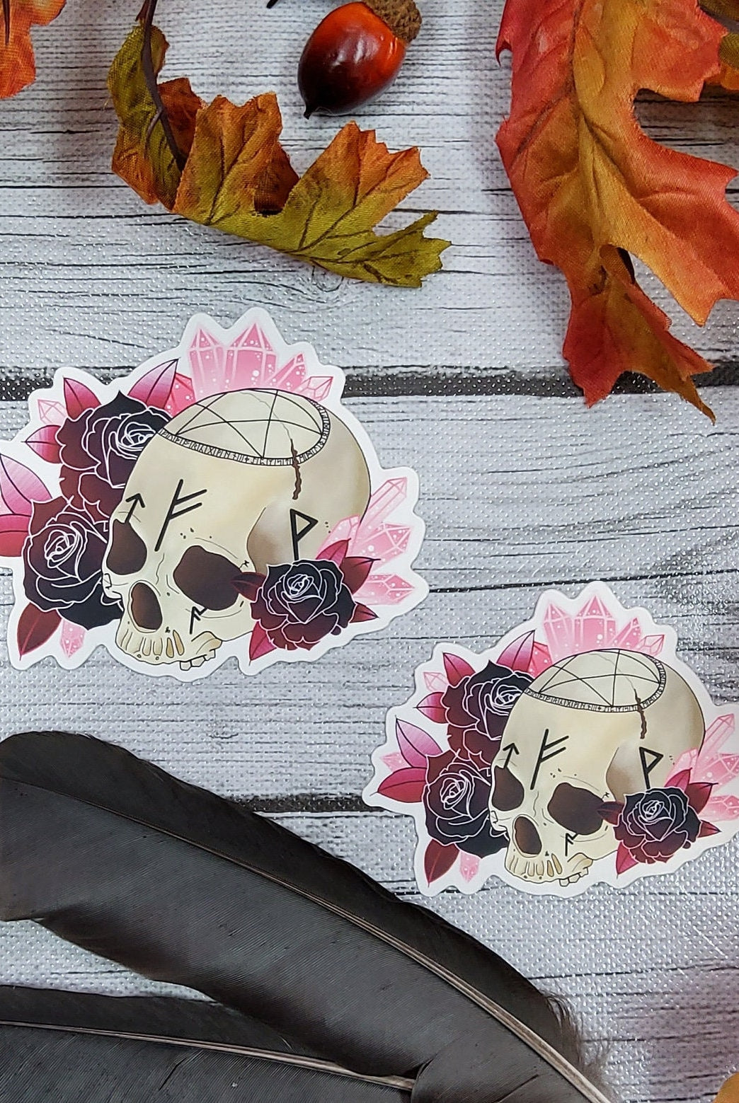 MATTE STICKER: Pastel Grunge Skull and Roses Sticker , Pastel Skull Sticker , Roses Sticker , Crystal Skull and Roses , Stickers