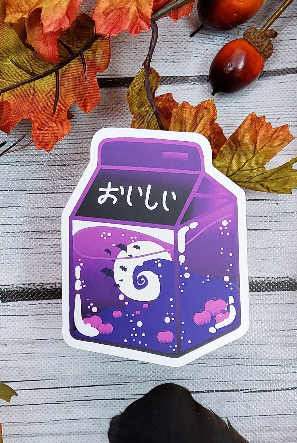 MATTE STICKER: Purple Spooky Moonlight Night Halloween Milk , Purple Milk Halloween Sticker , Purple Night Moon Milk Sticker , Moon Milk