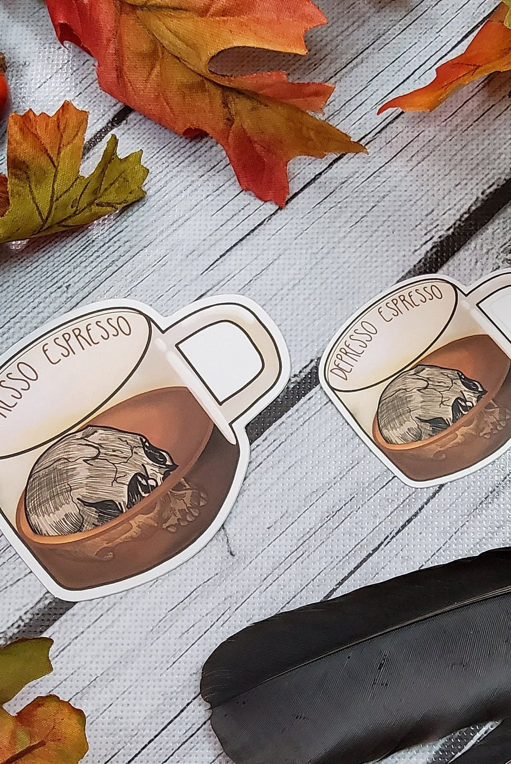 MATTE STICKER: Depresso Espresso Skull Mug Sticker , Depresso Espresso Coffee Sarcasm Sticker , Skull Coffee Sticker , Depresso Sticker