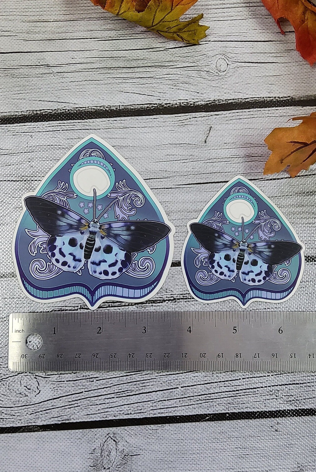 MATTE STICKER: Blue Tiger Moth Planchette , Blue Tiger Moth Sticker , Blue Tiger Moth Blue Sticker , Moth Stickers , Planchette Stickers