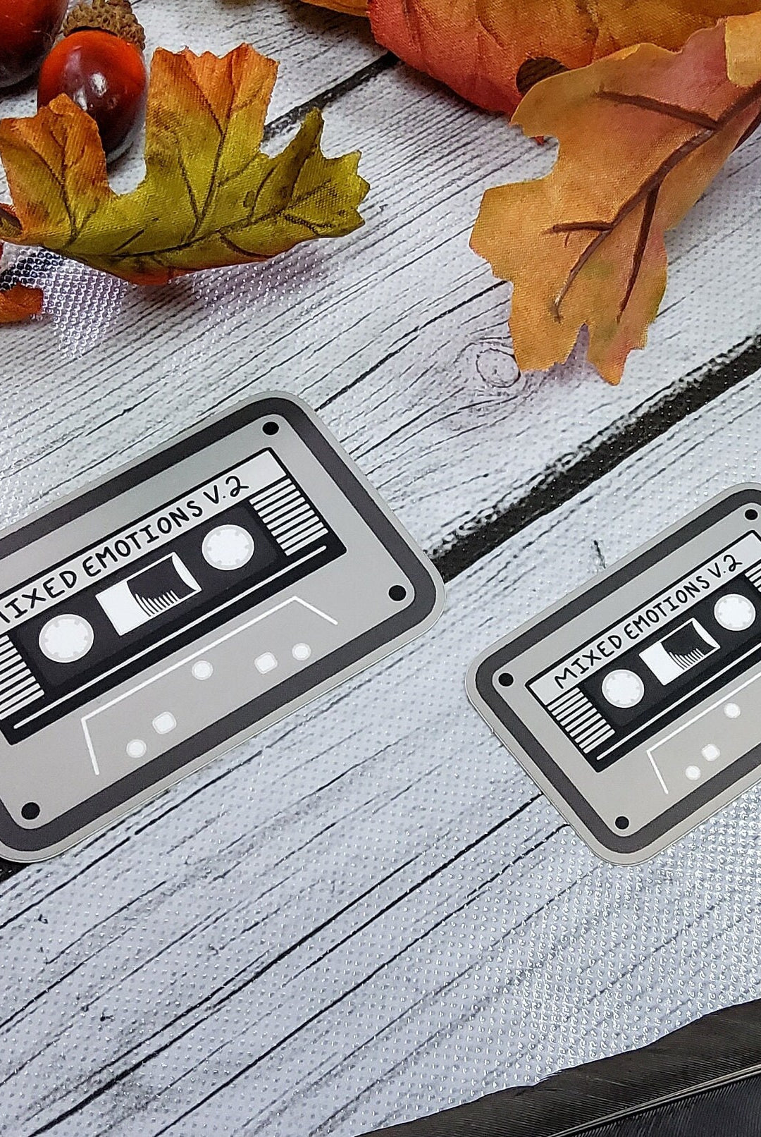 MATTE STICKER: Gray Mixed Emotions Volume 2 Cassette Tape Sticker , Cassette Sticker , Mix Tape , Mix Tape Stickers , 80s Vibe Sticker