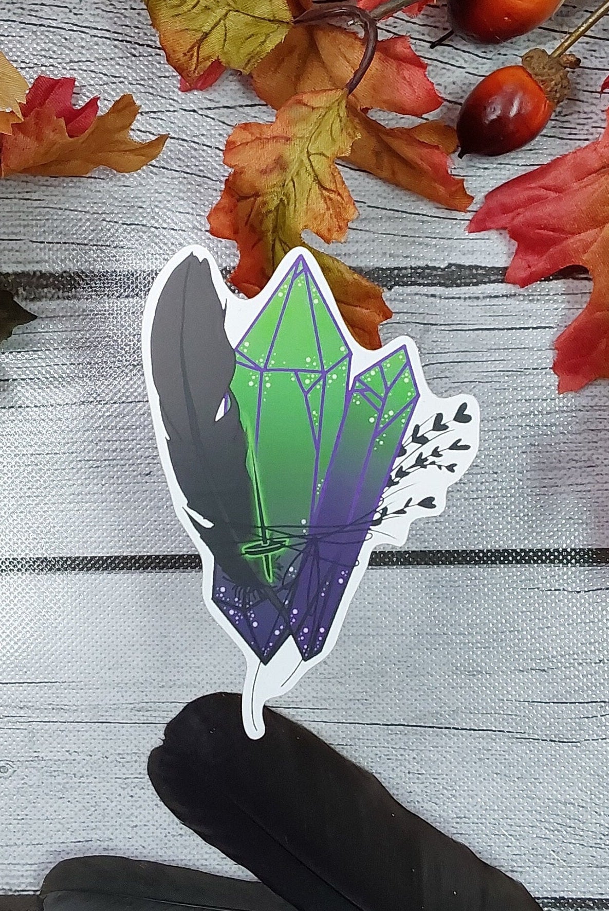 MATTE STICKER: Evil Sorceress Green and Purple Sticker , Evil Crystal Sticker , Crystal Sticker , Green and Purple Crystal Sticker
