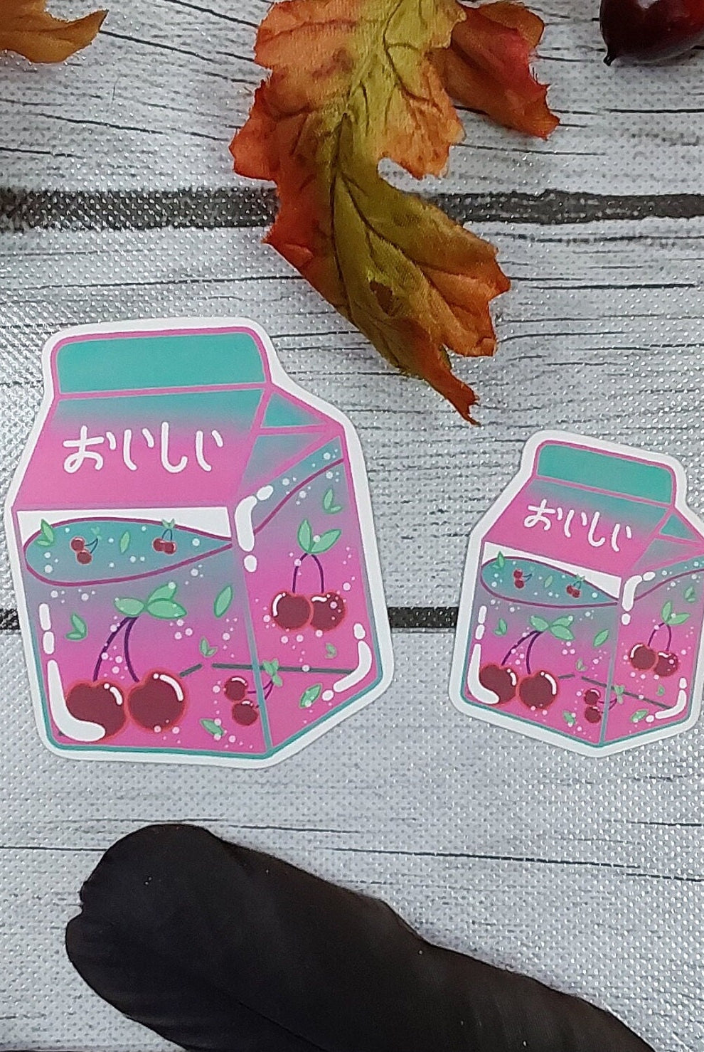 MATTE STICKER: Cherry Teal and Red Milk Carton , Aesthetic Cherry Milk Sticker , Aesthetic Milk , Cherry Milk Sticker , Cherry Milk Carton