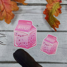 MATTE STICKER: Cherry Blossom Milk Die Cut Sticker , Pastel Pink Spring Milk Sticker , Pink Milk Sticker , Spring Cherry Blossom Sticker