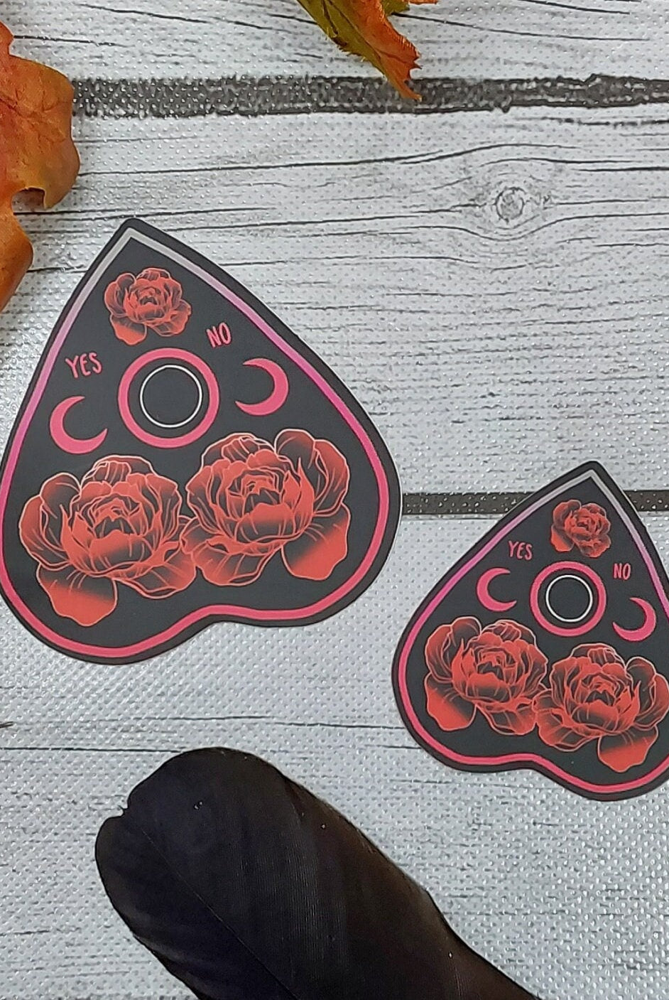 MATTE STICKER: Black and Red Rose Planchette , Black and Red Rose Planchette Sticker , Red Rose Planchette Sticker , Rose Planchette