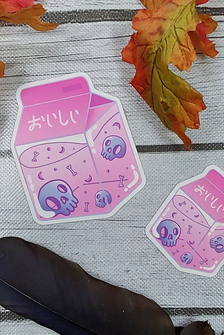 MATTE STICKER: Pink Milk Carton , Milk Carton Sticker , Pastel Milk Carton , Pastel Stickers , Skull Stickers , Pink Stickers , Aesthetic