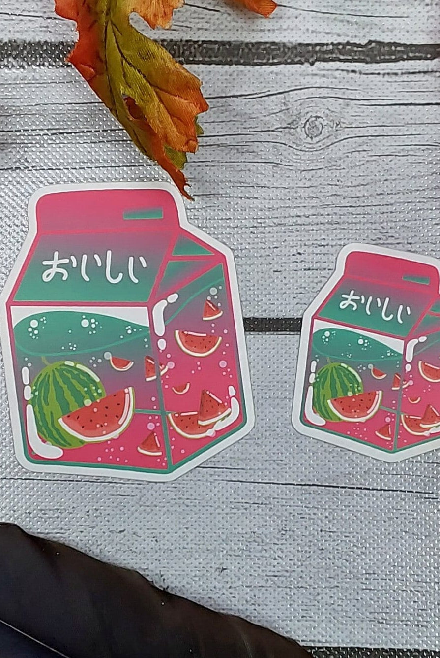 MATTE STICKER: Watermelon Summer Milk Die Cut Sticker , Watermelon Milk Sticker , Red Milk Sticker , Summer Vibes Sticker , Melon Sticker