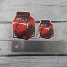 MATTE STICKER: Haunted House Red and Black Milk Die Cut Sticker , Miniature Milk Sticker , Haunted Milk Sticker , Red Milk Sticker