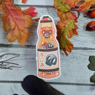 MATTE STICKER: Halloween Orange and Black Glass Bottle Drink Sticker , Halloween Drink Sticker , Spooky Soda Drink Sticker , Skull Drink