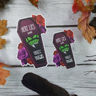 MATTE STICKER: Here Lies some Thicc Thighs Die Cut , Monster Girl and Roses Sticker , Coffin and Roses Sticker , Red and Purple Roses