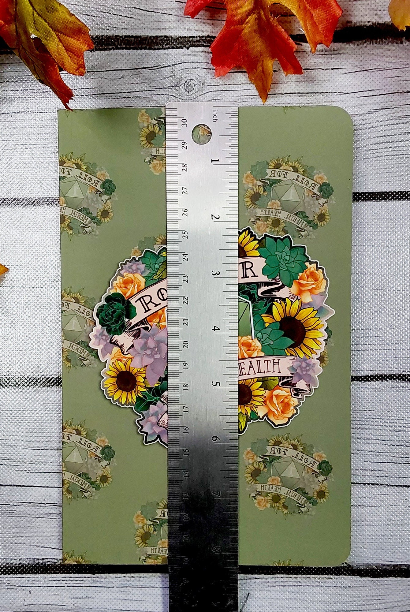 LAYFLAT NOTEBOOK: Roll for Mental Health D20 and Florals , D20 and Floral Art , Roll for Mental Health Layflat , Mental Health Stationery