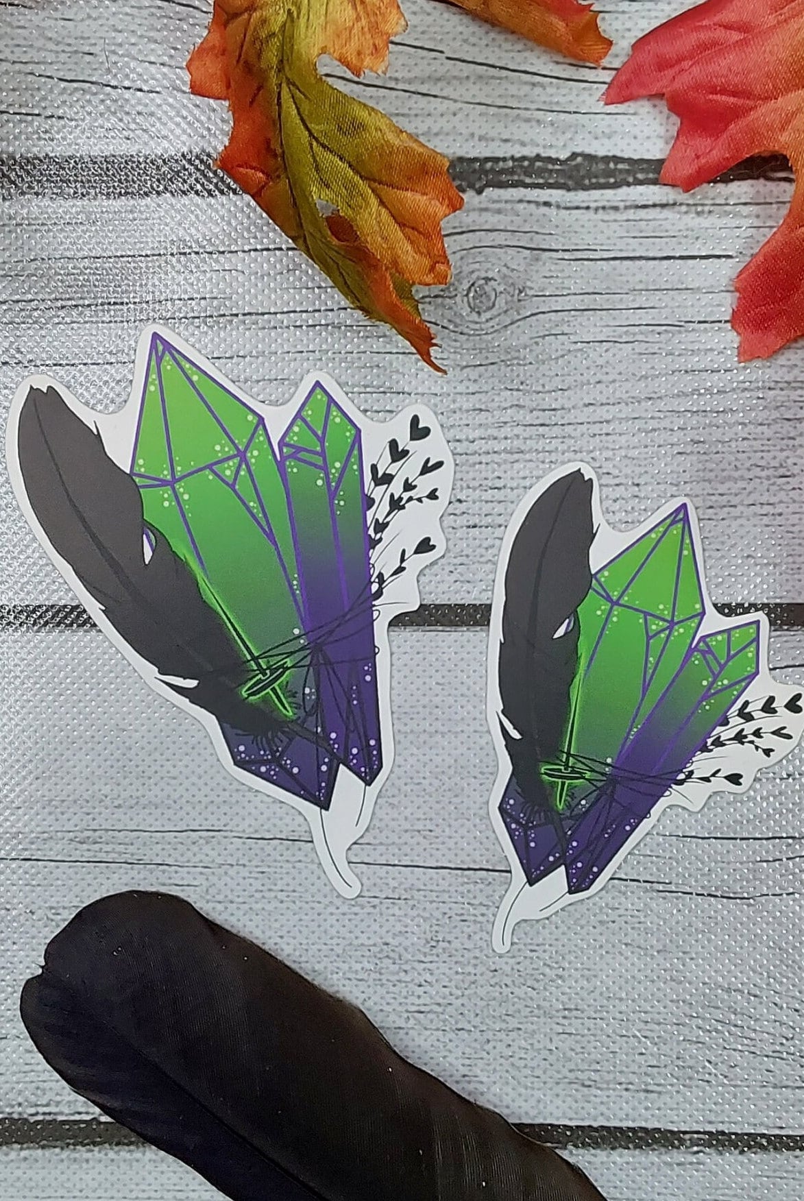 MATTE STICKER: Evil Sorceress Green and Purple Sticker , Evil Crystal Sticker , Crystal Sticker , Green and Purple Crystal Sticker