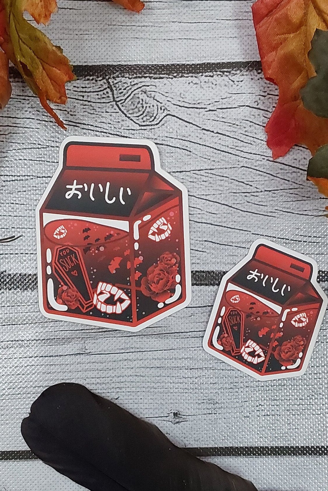 MATTE STICKER: Vampire Spooky Red Milk Carton , Vampire Milk Carton Sticker , Vampire Milk Sticker , Vampire Stickers , Cute Vampire Milk