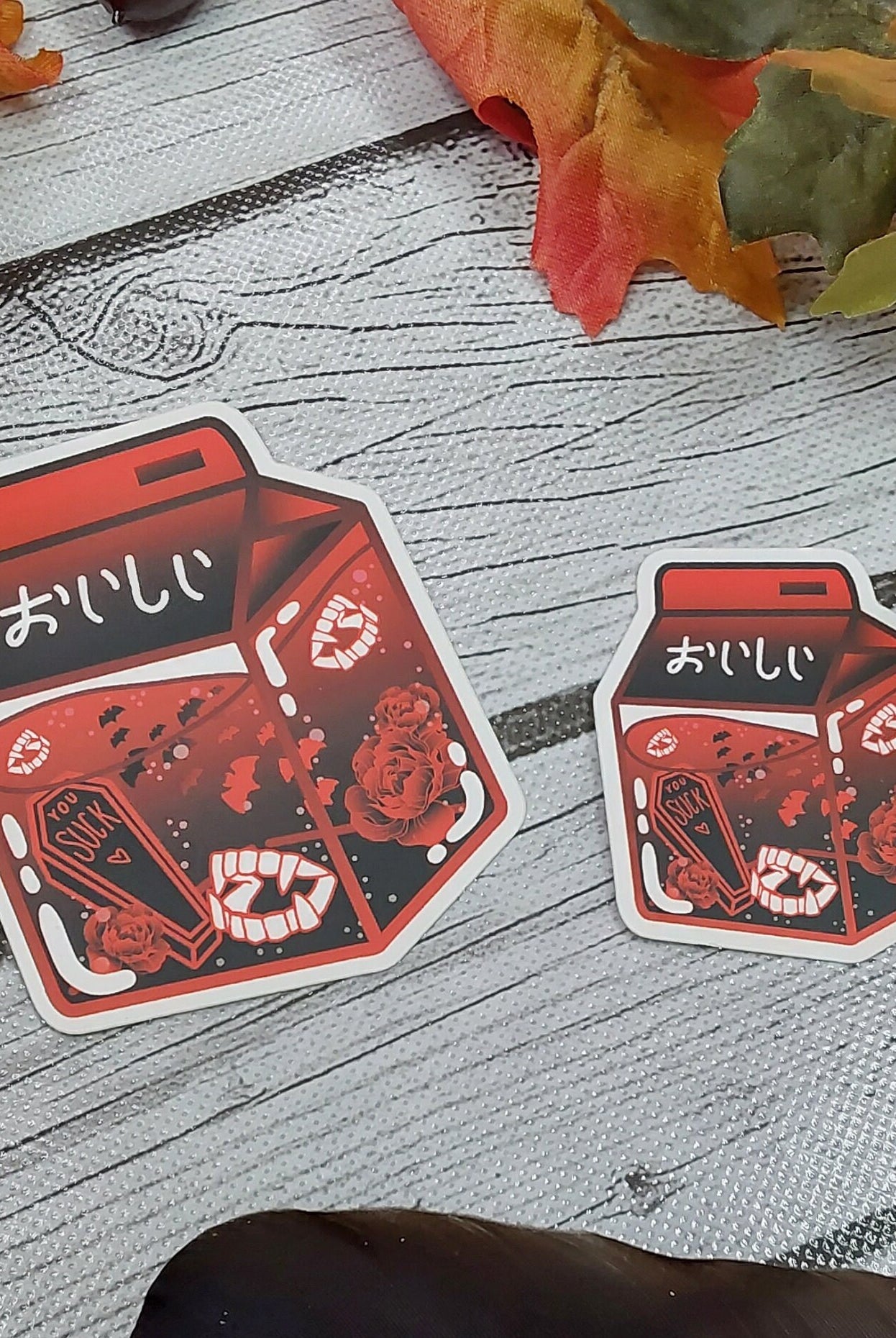 MATTE STICKER: Vampire Spooky Red Milk Carton , Vampire Milk Carton Sticker , Vampire Milk Sticker , Vampire Stickers , Cute Vampire Milk