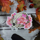 MATTE STICKER: Pastel Grunge Cat Skull and Roses Sticker , Cat Skull Sticker , Pastel Roses Sticker , Crystal Skull and Roses , Cat Skull