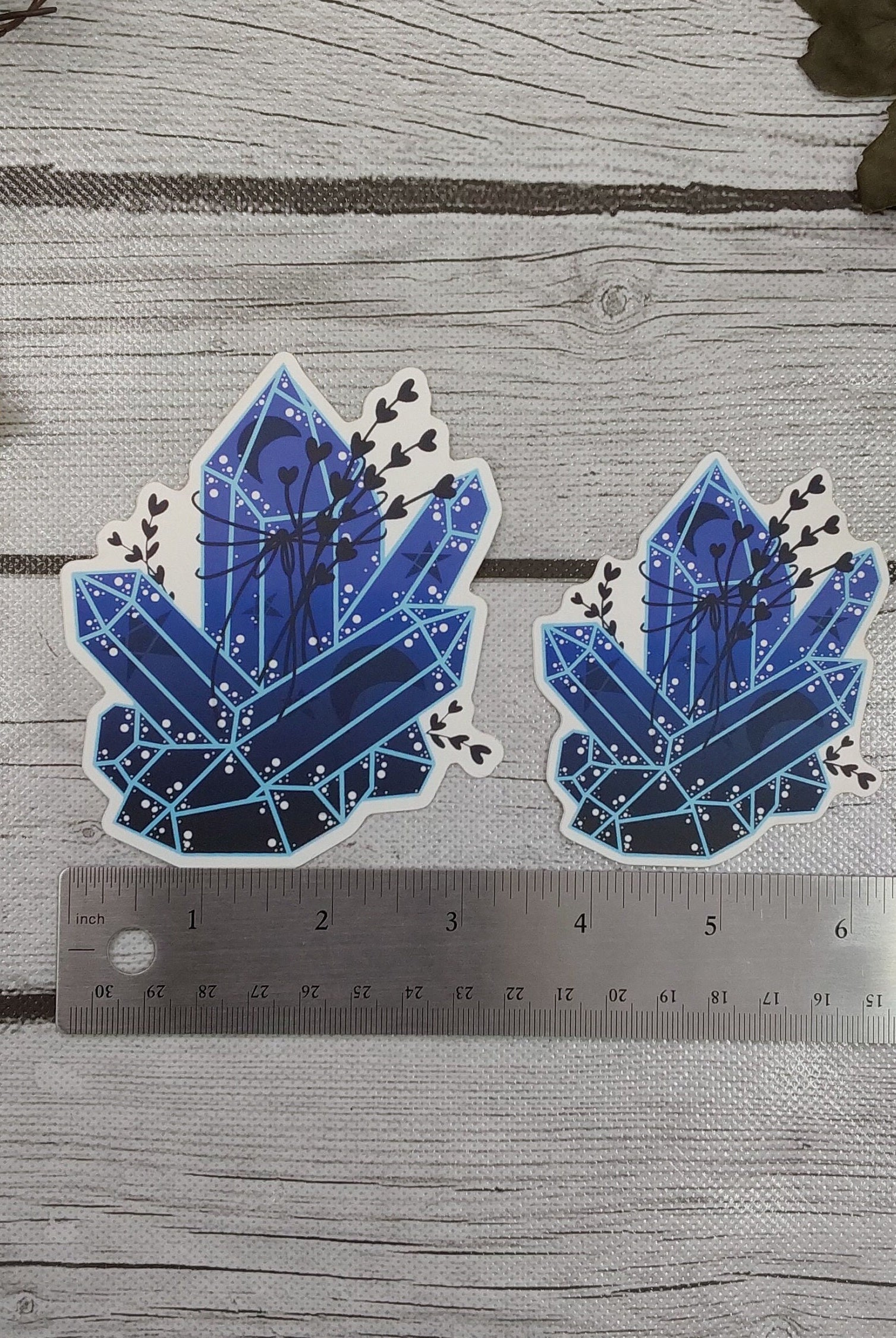 MATTE STICKER: Blue and Black Crystal Moon , Dark Aesthetic Crystal Sticker , Crystal Sticker , Blue Crystal Sticker , Crystal Stickers