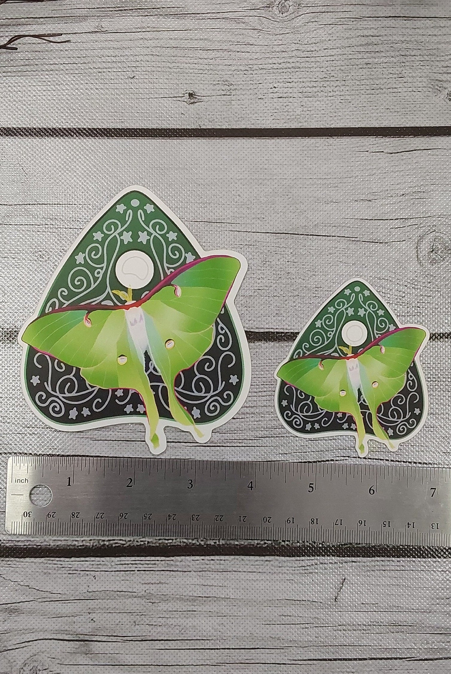 MATTE STICKER: Luna Moth Planchette , Luna Moth Sticker , Luna Moth Green Sticker , Moth Stickers , Planchette Stickers , Green Moth