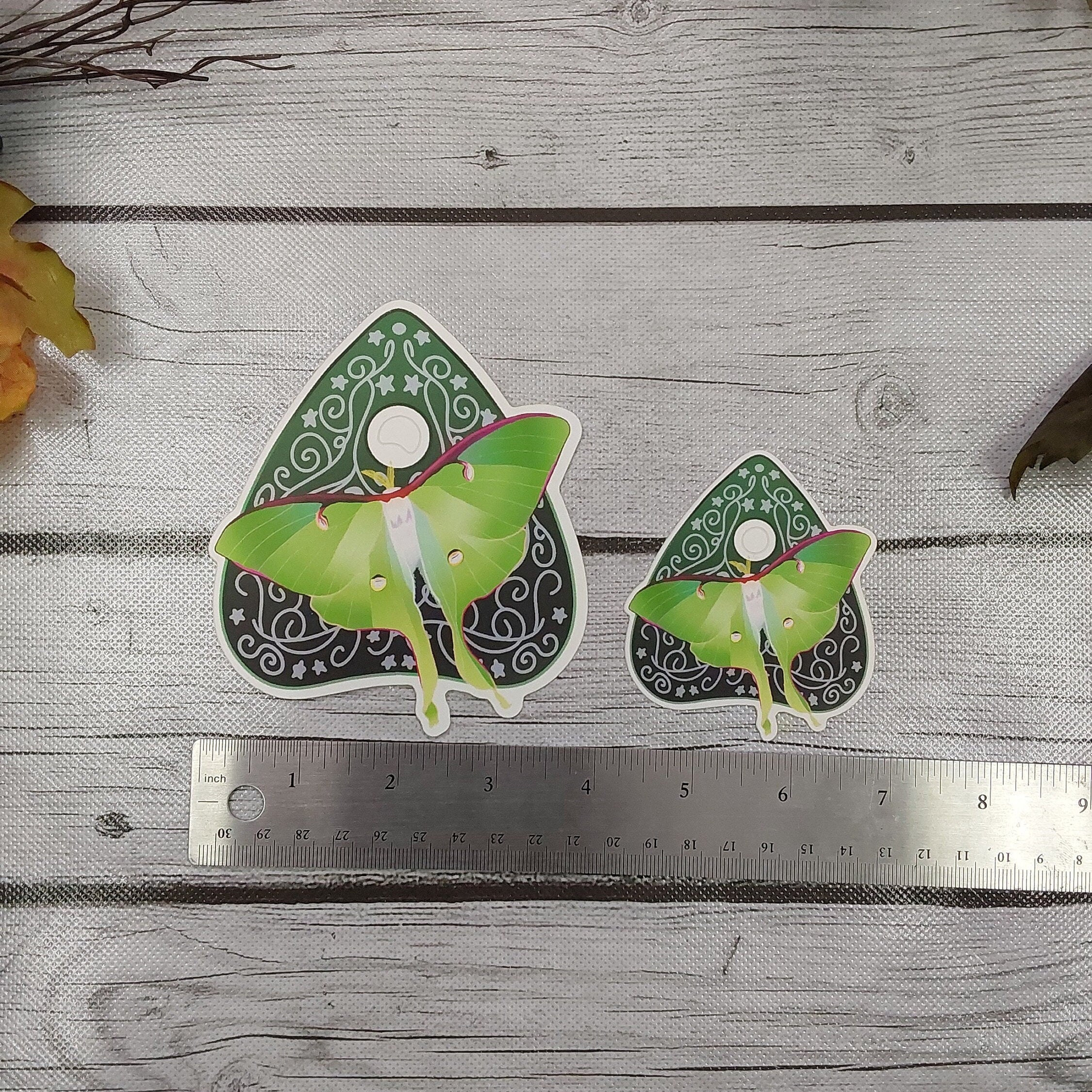 MATTE STICKER: Luna Moth Planchette , Luna Moth Sticker , Luna Moth Green Sticker , Moth Stickers , Planchette Stickers , Green Moth