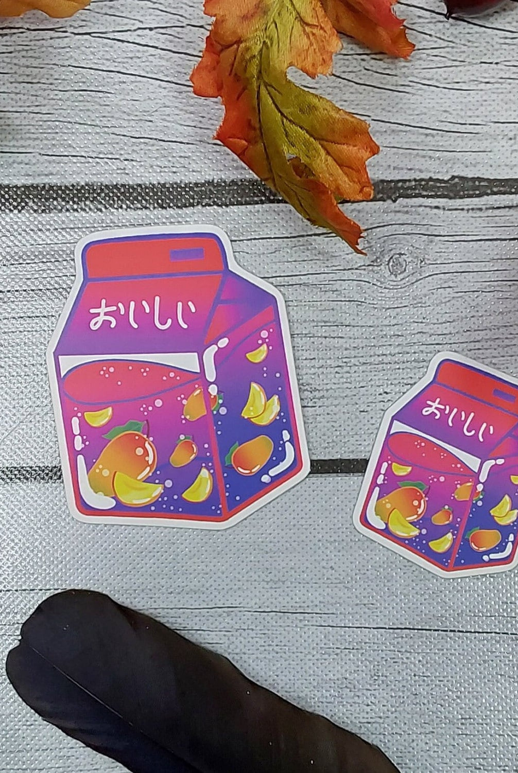 MATTE STICKER: Mango Fruit Pink and Purple Milk Carton , Mango Milk Sticker , Mango Milk Carton Sticker , Mango Fruit Sticker , Mango