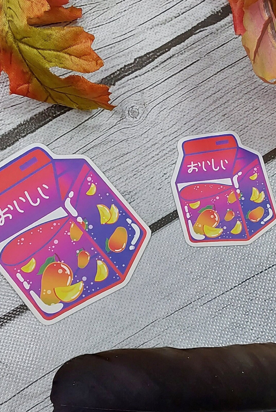 MATTE STICKER: Mango Fruit Pink and Purple Milk Carton , Mango Milk Sticker , Mango Milk Carton Sticker , Mango Fruit Sticker , Mango