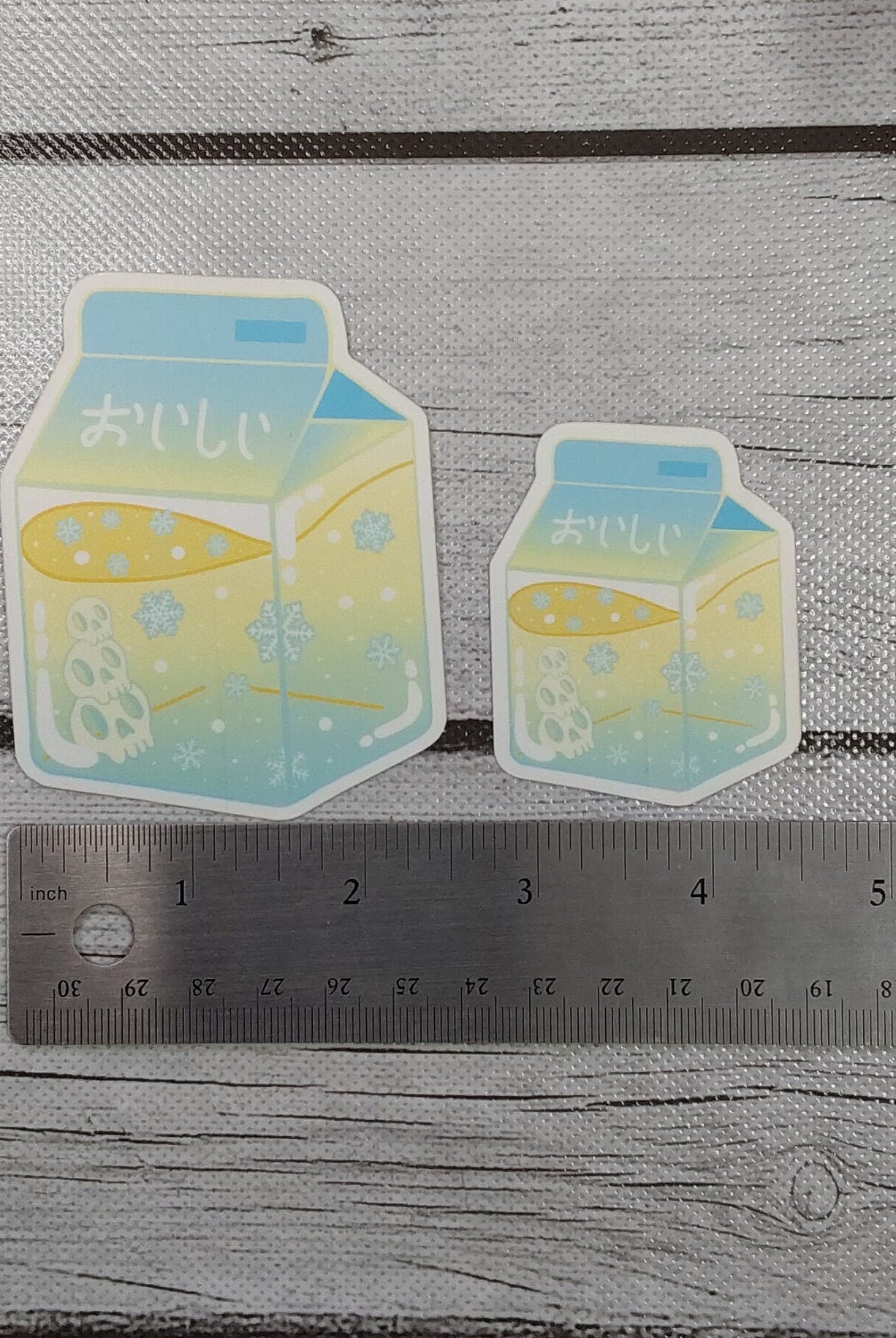 MATTE STICKER: Pastel Blue and Cream Snowy Milk Sticker , Pastel Snow Milk Sticker , Snowy Scene Milk Sticker , Snow Milk Sticker