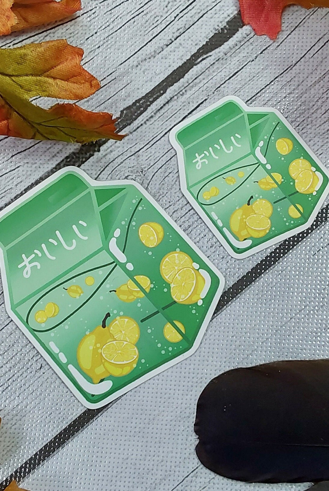 MATTE STICKER: Lemon and Mint Cute Milk Carton Sticker , Lemon Milk Sticker , Lemon Milk Sticker , Miniature Milk Sticker , Lemon Milk