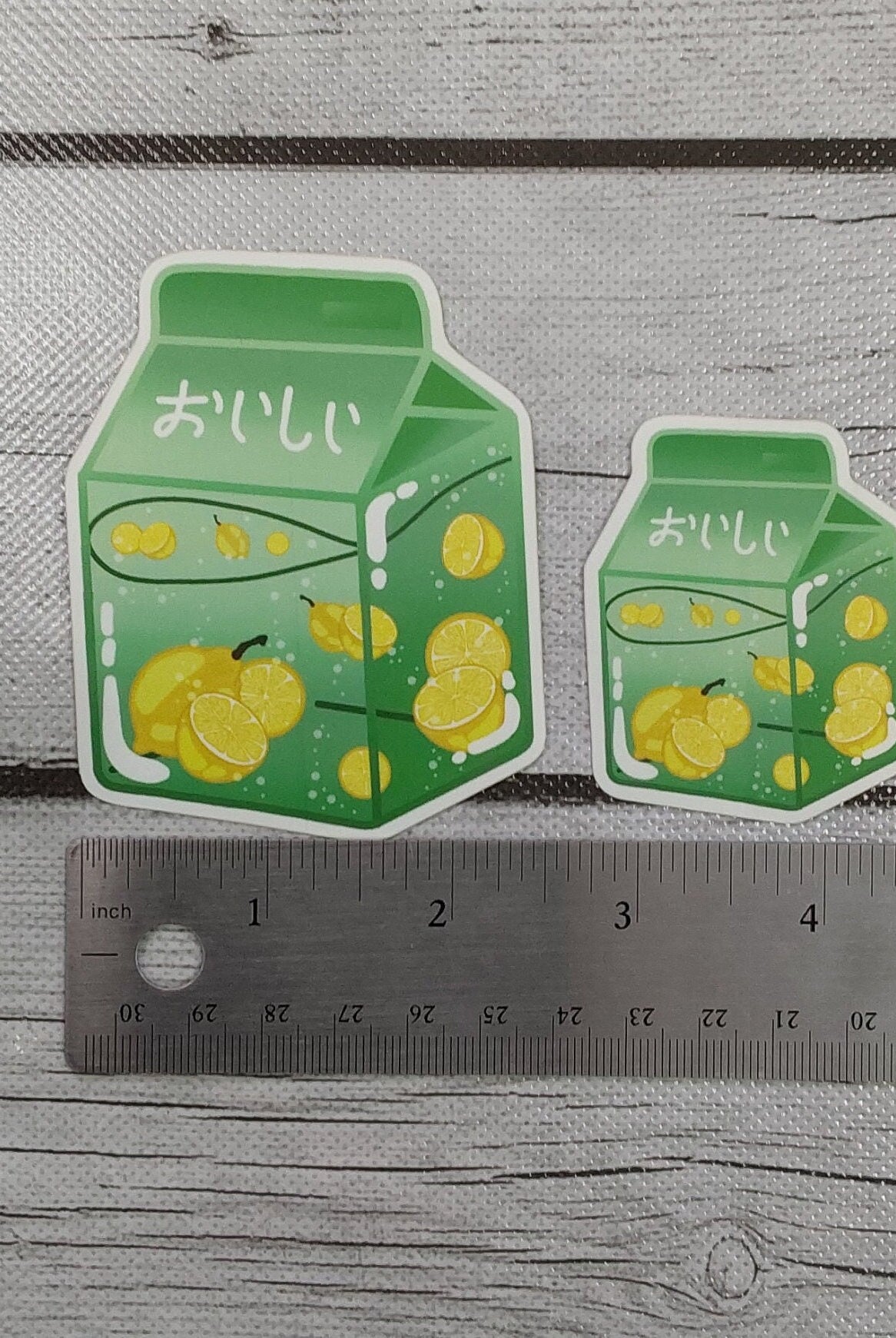 MATTE STICKER: Lemon and Mint Cute Milk Carton Sticker , Lemon Milk Sticker , Lemon Milk Sticker , Miniature Milk Sticker , Lemon Milk
