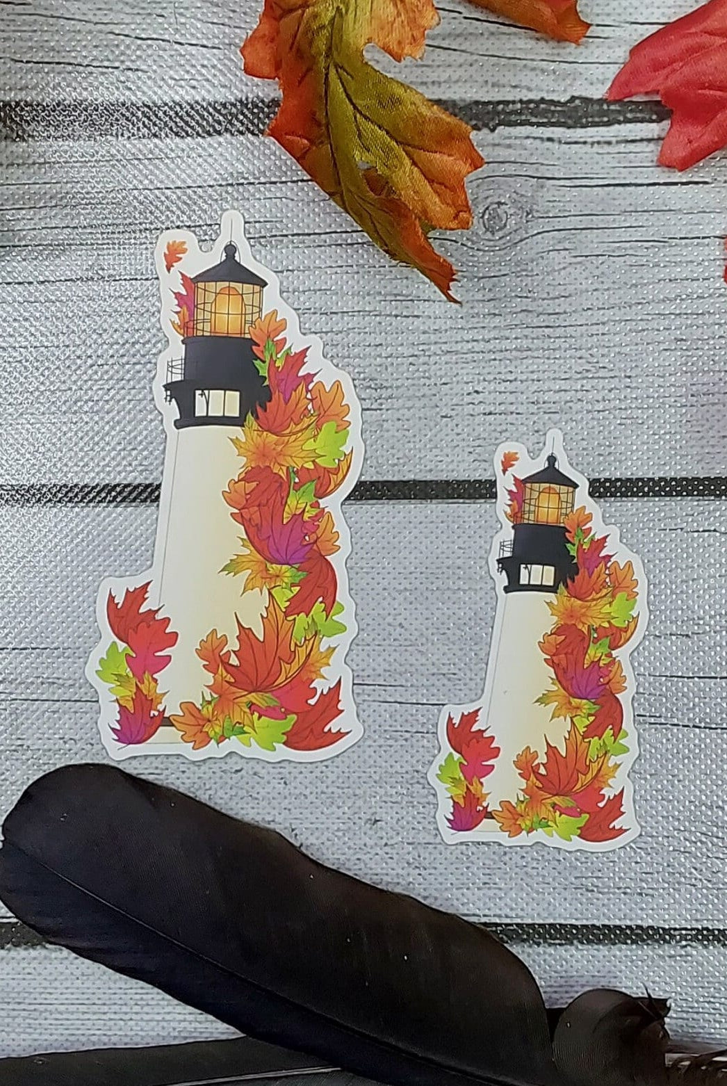 MATTE STICKER: Autumn Lighthouse Die Cut , Fall Lighthouse Sticker , Fall Lighthouse , Autumn Lighthouse , Lighthouse Sticker , Autumn