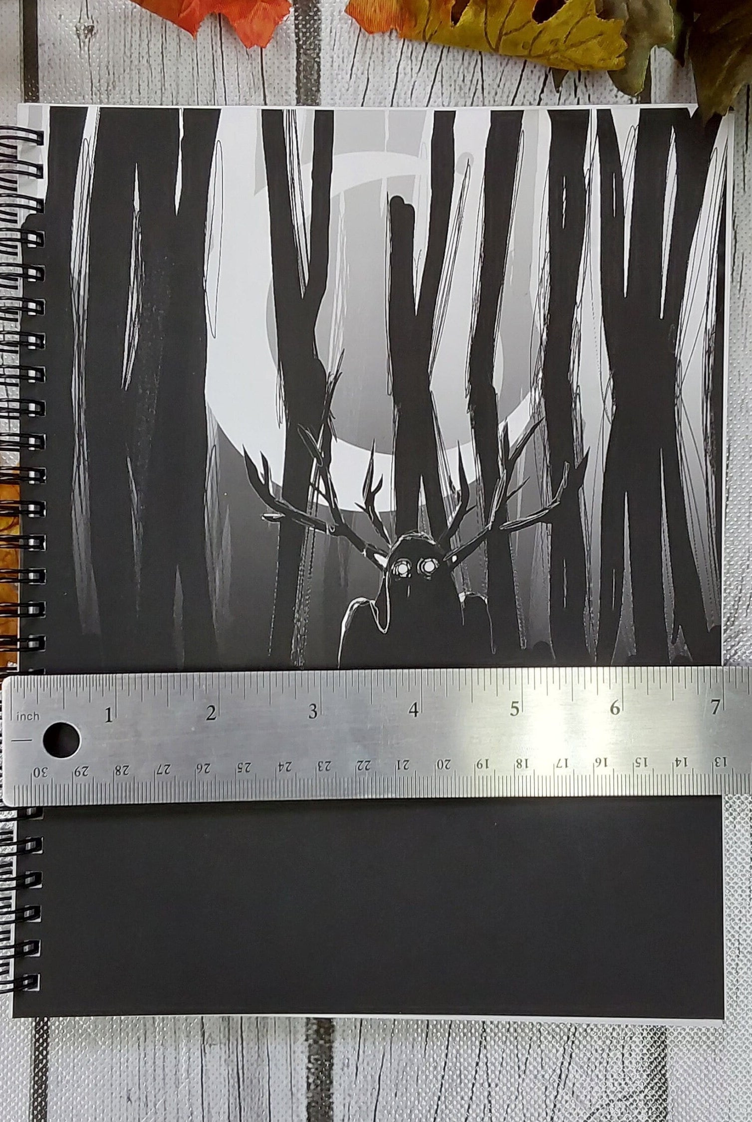 SPIRAL NOTEBOOK: The ' Watcher' Creepy Forest with Moon , Creepy Cryptid Journal , Black Forest and Moon Spiral Notebook , Cryptid Notebook
