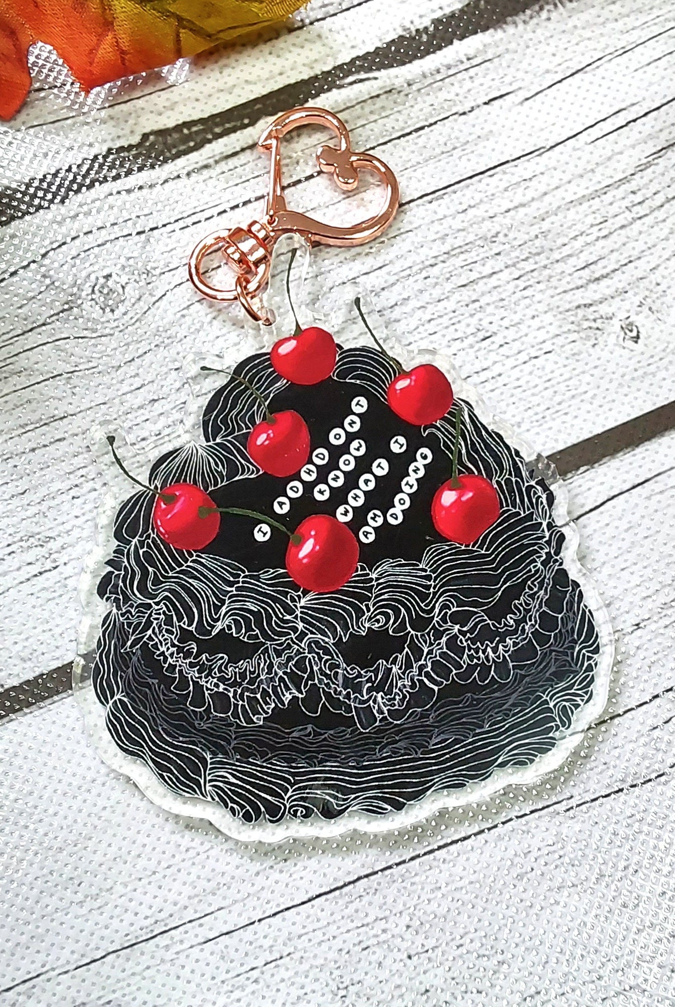 ACRYLIC CHARM Double Sided: Black I ADHD'ont Know What I Am Doing Cake , Cake Charm , Funny Decorative Charm , Cake Acrylic Charm