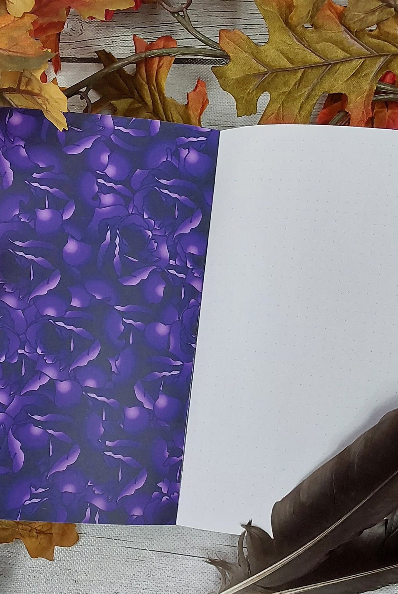 LAYFLAT NOTEBOOK: Become a Witch Worth Burning Coffin , Purple Coffin and Flames Art , Purple Witchy Layflat , Mental Health Stationery