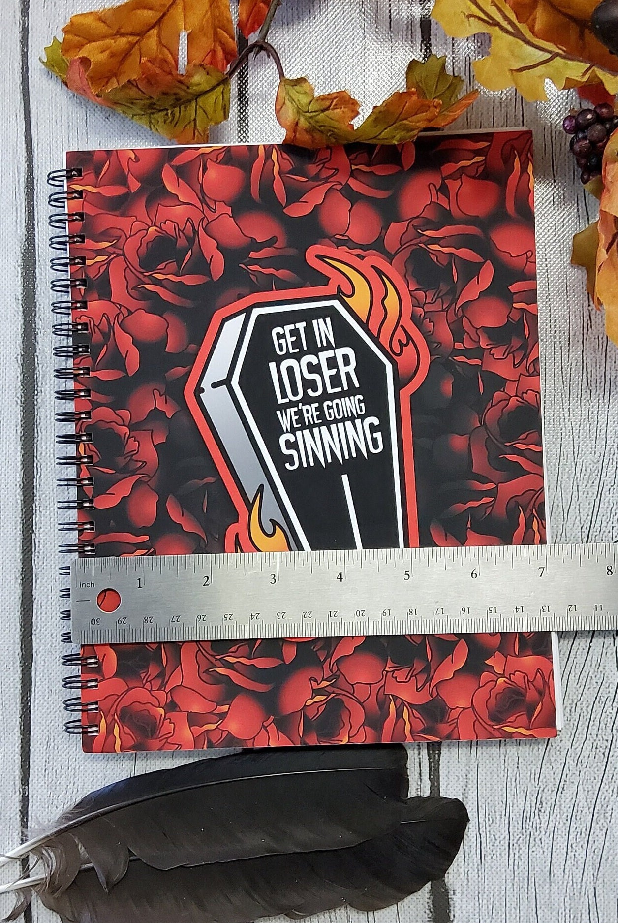 SPIRAL NOTEBOOK: Get in Loser We're Going Sinning Coffin Lined Pages , Red Coffin Journal , Get In Loser Coffin Journal
