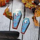 GLOSSY STICKER: Red and Blue Chrysanthemum Coffin Art , Dark Aesthetic Flroal Sticker , Dark Academia Sticker , Dark Floral Art Acornandcrowstudio