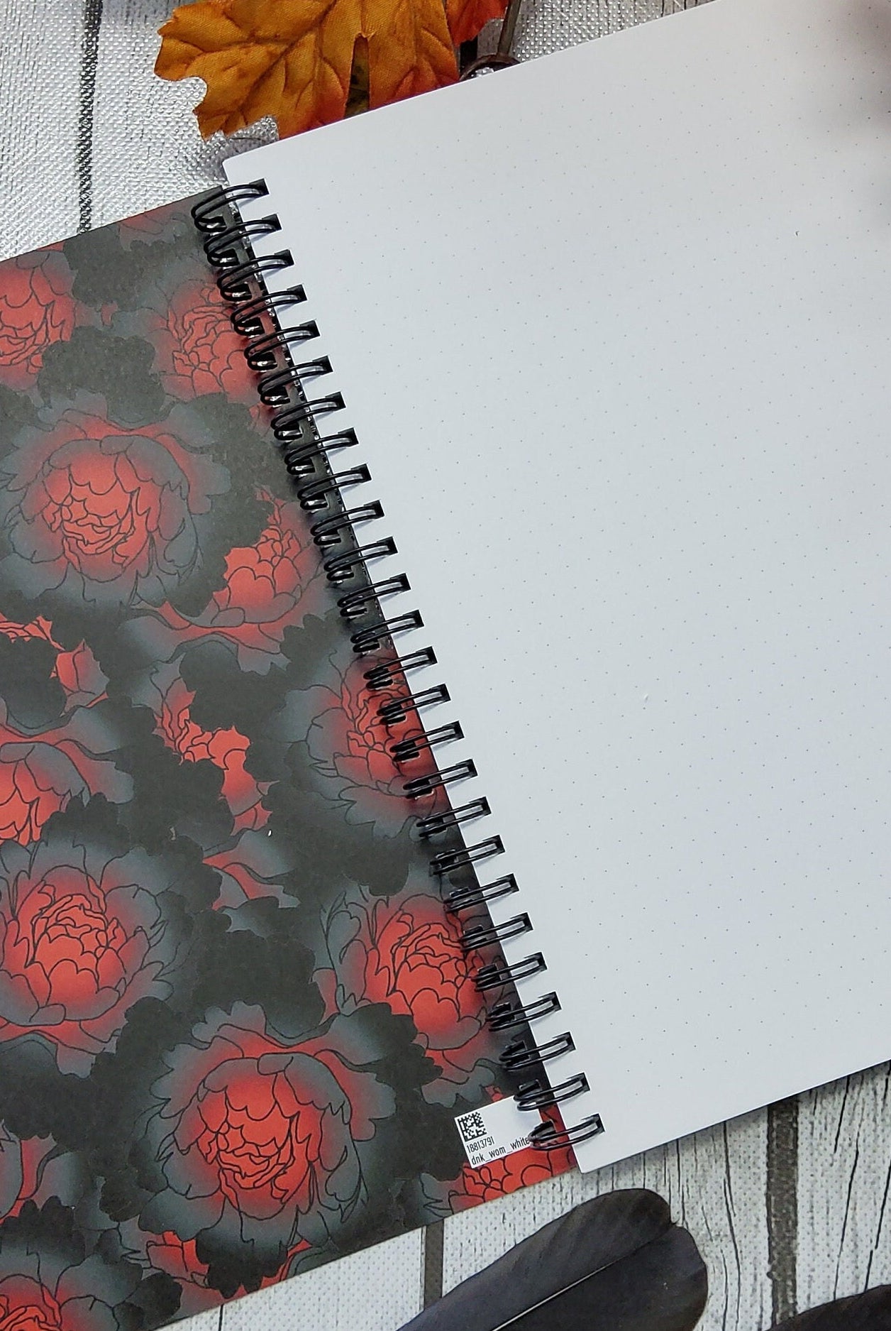 SPIRAL NOTEBOOK: Double Cat Skull and Peonies Dot Grid Pages , Cat Skull Book , Black and Red Sticker , Skull and Roses , Double Cat Skull