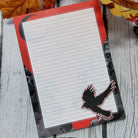 NOTEPAD: Crow and Skulls with Black Moon , Red Sky and Crow Notepad , Crow and Skulls , Red Sky Omen Lined Notepad