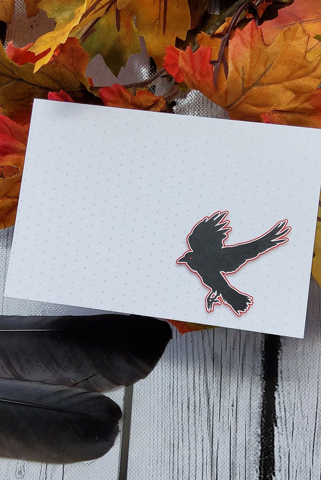 NOTECARDS: Crow and Skulls with Black Moon , Red Sky and Crow Notecards , Crow and Skulls , Red Sky Omen Double Sided Notecards