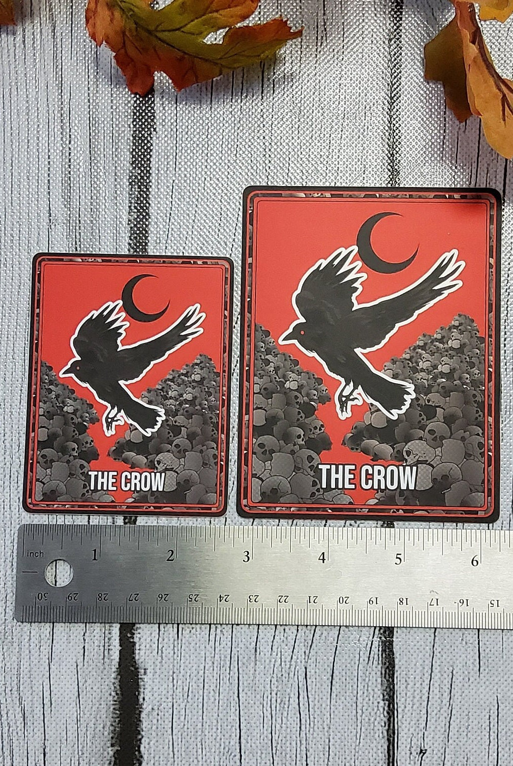 MATTE STICKER: Crow Tarot Card Style Sticker , Red Tarot Card Style Sticker , Crow Sticker , Omen Sticker