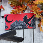PENCIL POUCH : Crow and Skulls with Black Moon , Red Sky and Crow Pencil Pouch , Crow and Skulls Pencil Pouch , Omen Pencil Pouch