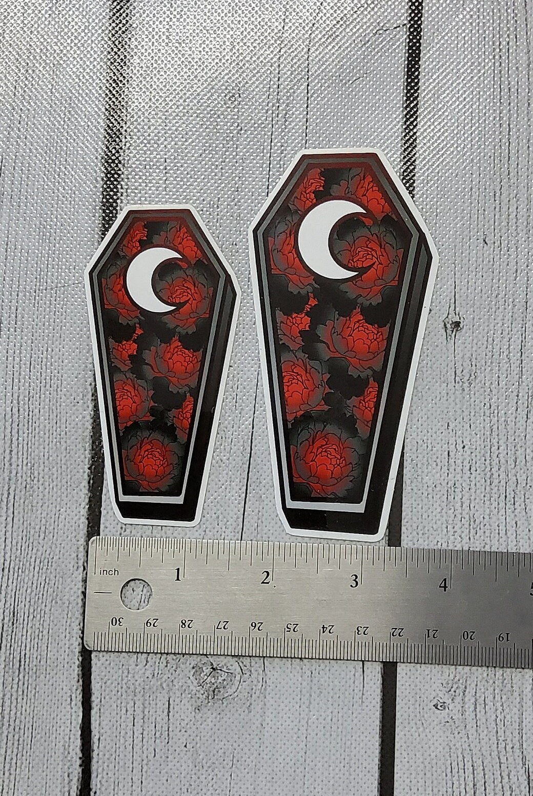 GLOSSY STICKER: Red and Black Peony Coffin Art , Dark Aesthetic Peony Sticker , Dark Academia Sticker , Dark Floral Art , Black Peony