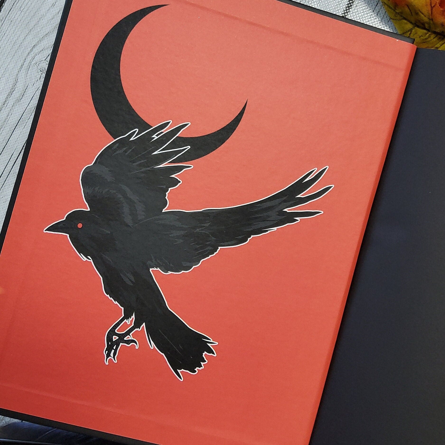 HARDCOVER NOTEBOOK: Crow and Skulls with Black Moon with Red Foil , Red Sky and Crow Notebook Red Foil, Crow and Skulls , Omen Book