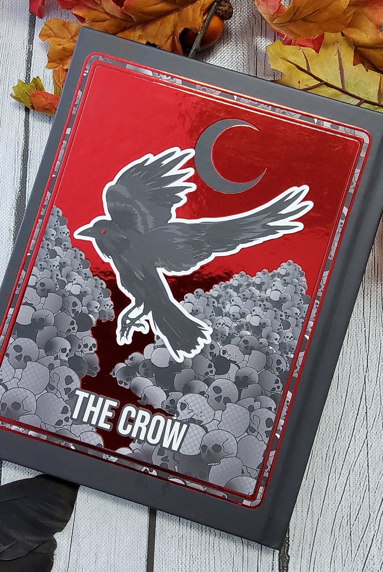 HARDCOVER NOTEBOOK: Crow and Skulls with Black Moon with Red Foil , Red Sky and Crow Notebook Red Foil, Crow and Skulls , Omen Book