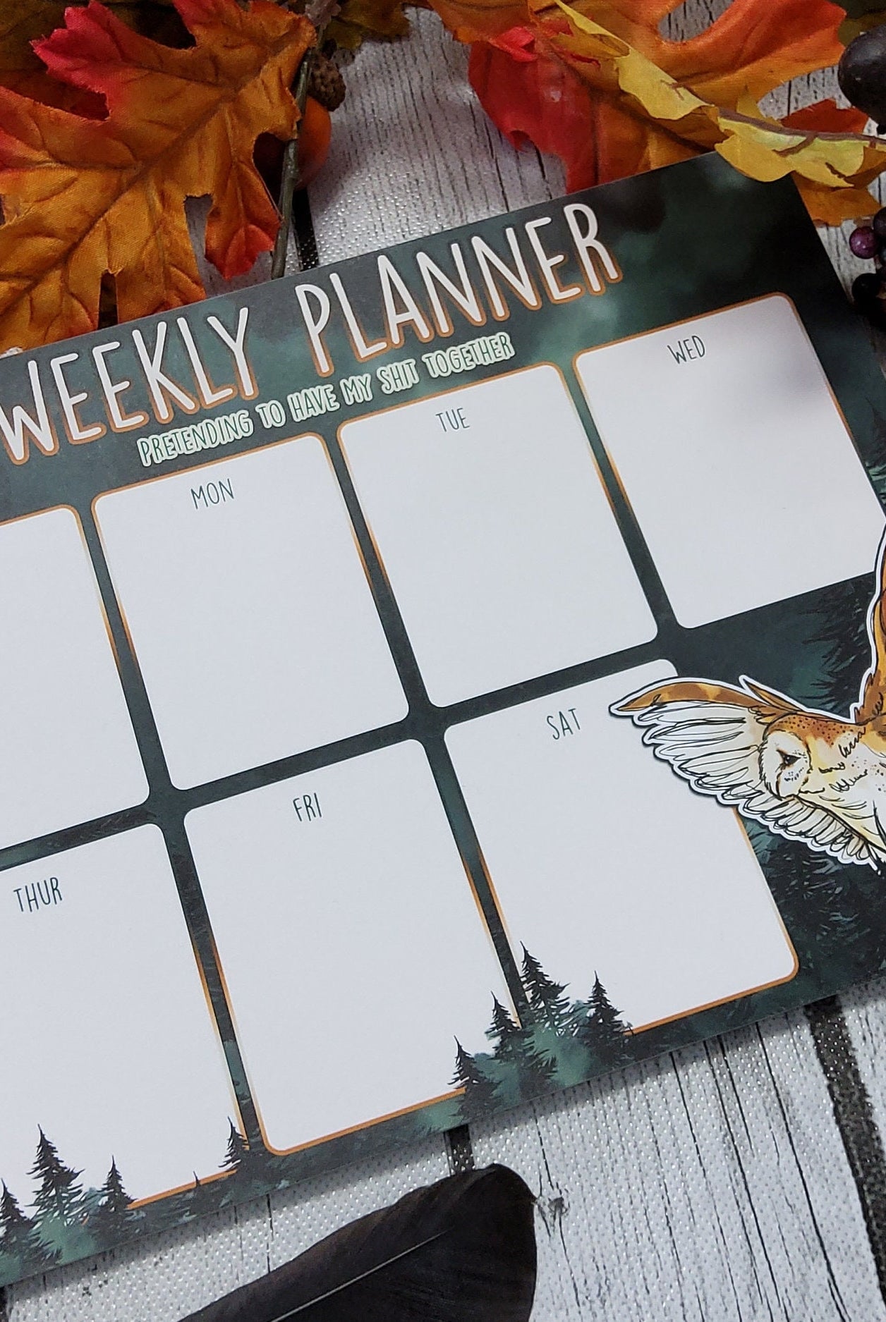 WEEKLY PLANNER: Dark Forest and Barn Owl Weekly Planner , Dark Forest Stationery , Barn Owl Art , Owl and Moon Art , Barn Owl and Moon