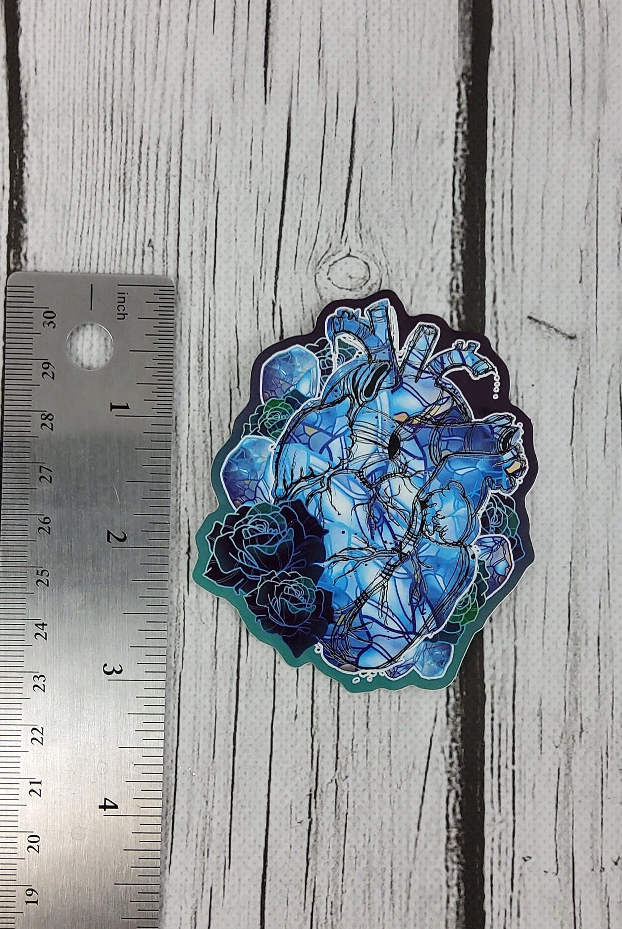 GLOSSY STICKER: June Moonstone Heart and Roses Birthstone Crystal , Moonstone Crystal and Roses , Moonstone Crystal Sticker , Roses