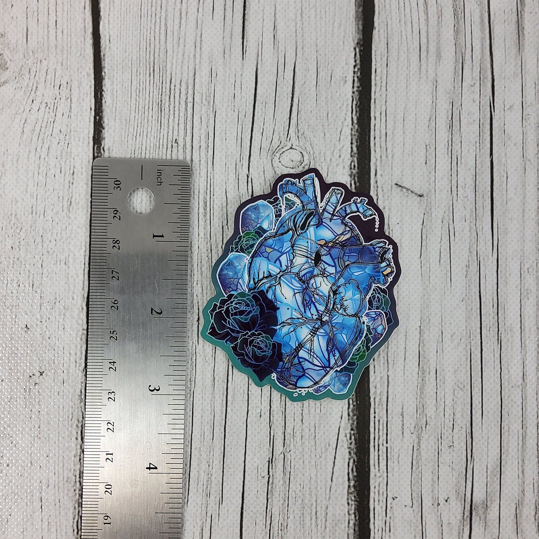 GLOSSY STICKER: June Moonstone Heart and Roses Birthstone Crystal , Moonstone Crystal and Roses , Moonstone Crystal Sticker , Roses