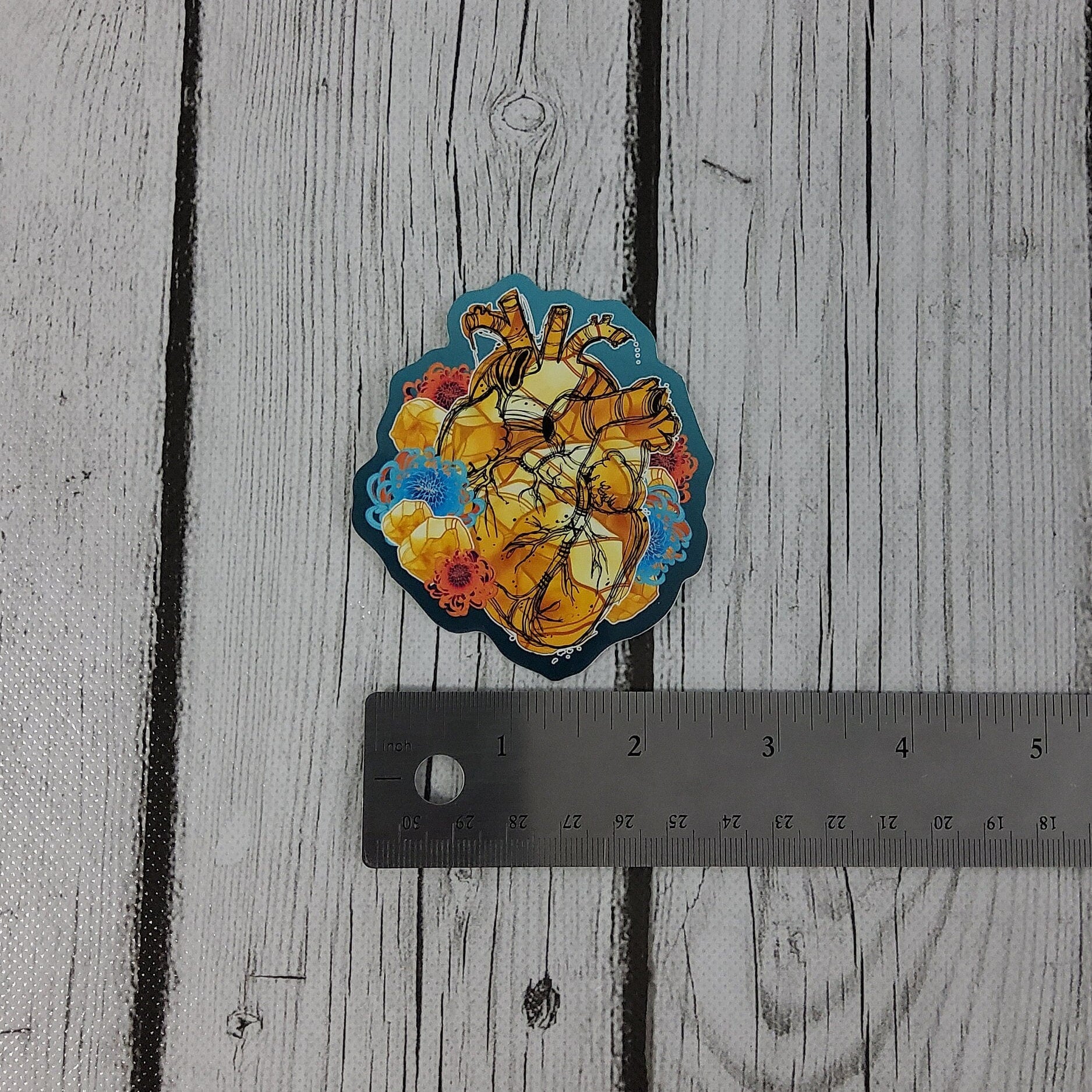 GLOSSY STICKER: November Topaz Heart and Chrysanthemum Flower Birth Crystal Die Cut , Yellow Topaz Crystal Sticker , Topaz Sticker