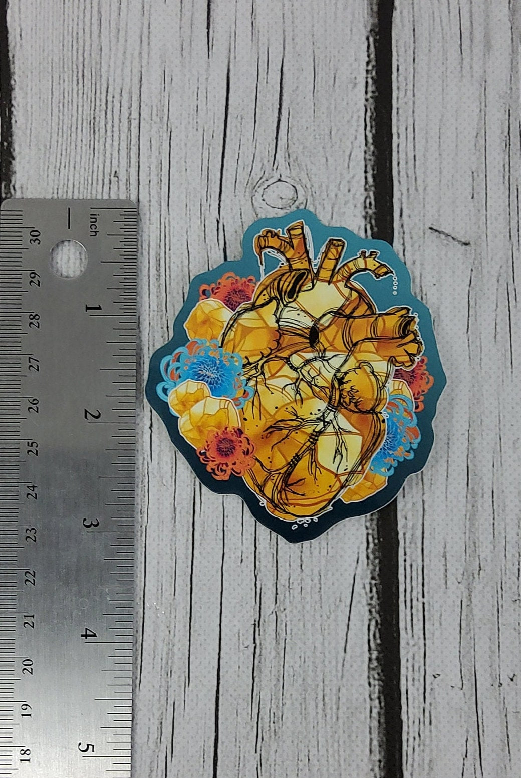 GLOSSY STICKER: November Topaz Heart and Chrysanthemum Flower Birth Crystal Die Cut , Yellow Topaz Crystal Sticker , Topaz Sticker